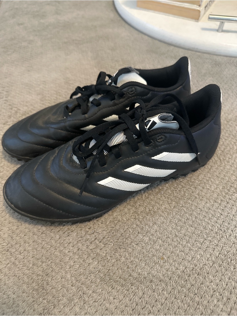 adidas Kids Black Sneakers with White Stripes